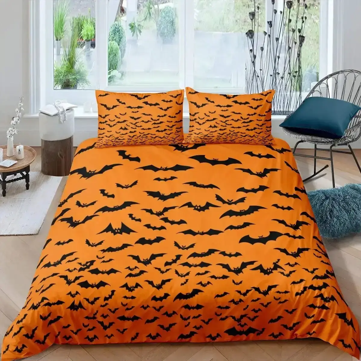 Gothic Halloween Bettwaesche Set Grau Mit Baum Motiv