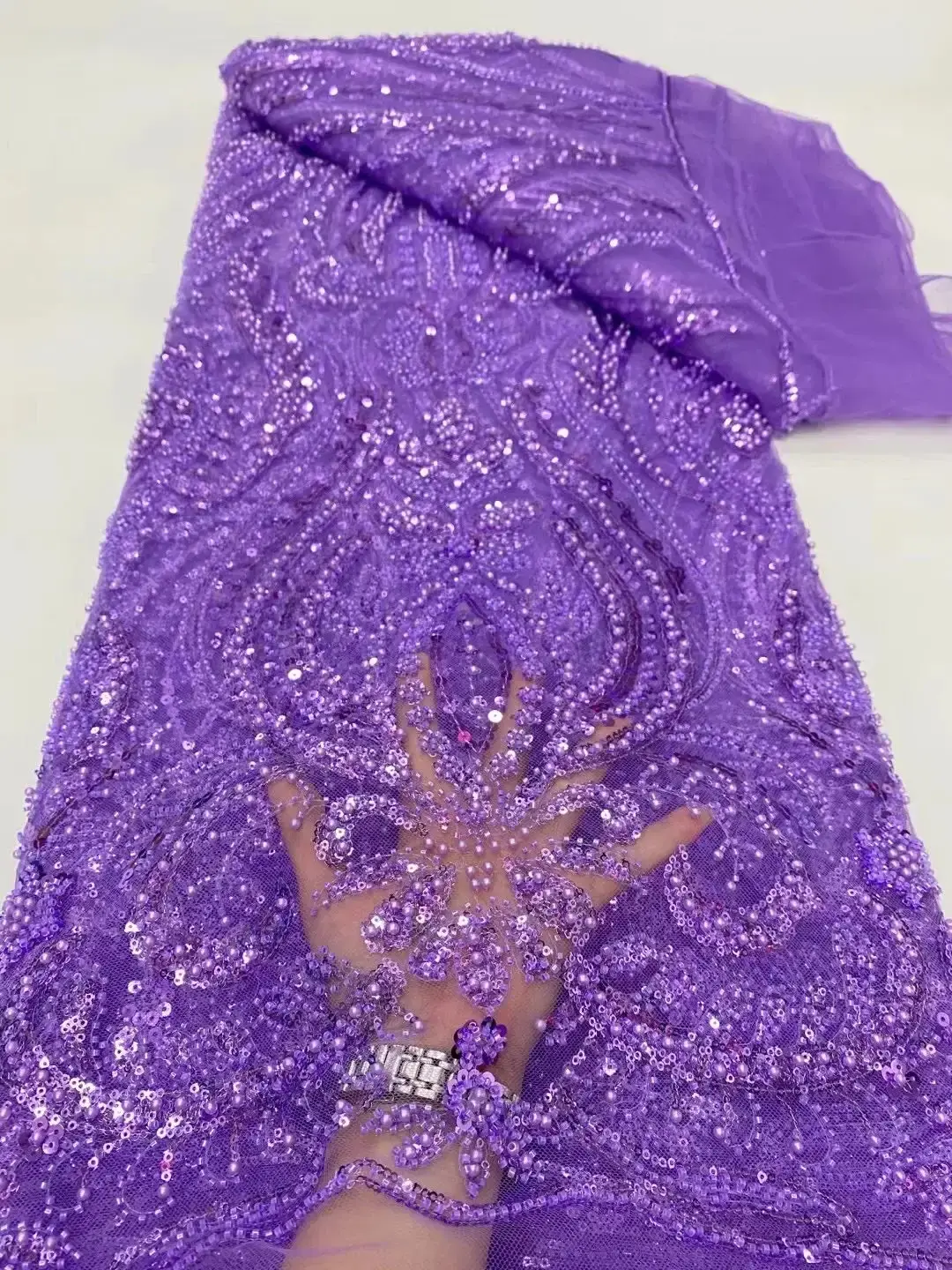 Gothic Mesh Spitze Stoff Mit Pailletten 5 Yards Naehen 038 Basteln Unisex