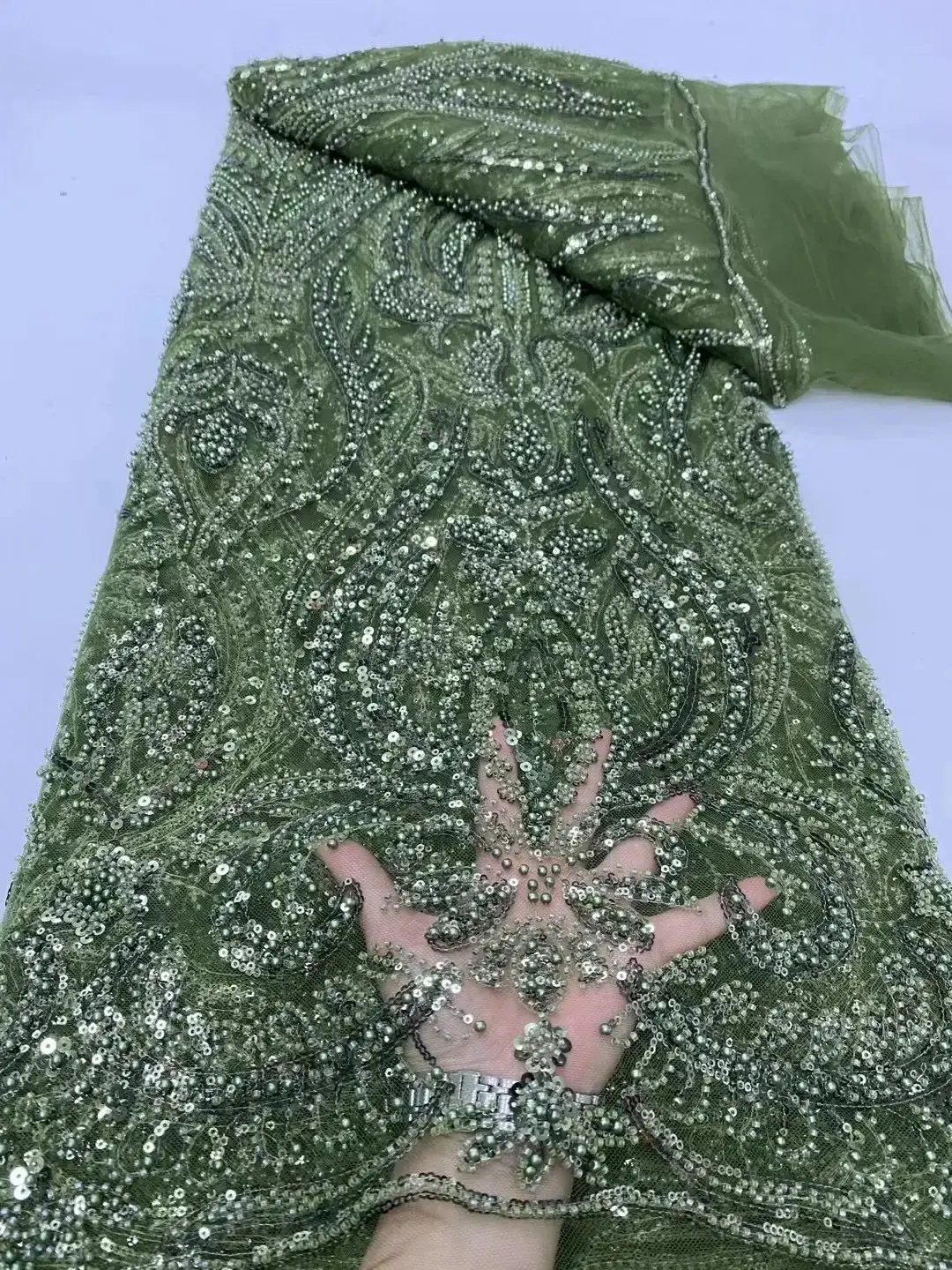 Gothic Mesh Spitze Stoff Mit Pailletten 5 Yards Naehen 038 Basteln Unisex