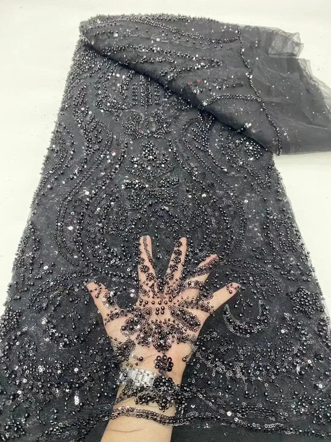 Gothic Mesh Spitze Stoff Mit Pailletten 5 Yards Naehen 038 Basteln Unisex