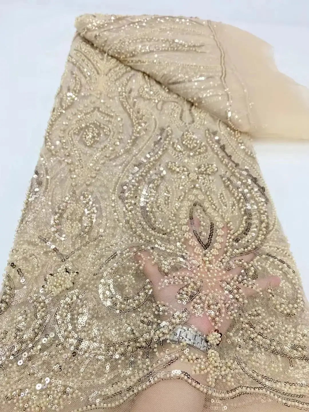 Gothic Mesh Spitze Stoff Mit Pailletten 5 Yards Naehen 038 Basteln Unisex