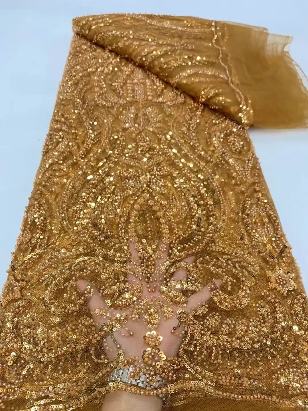 Gothic Mesh Spitze Stoff Mit Pailletten 5 Yards Naehen 038 Basteln Unisex