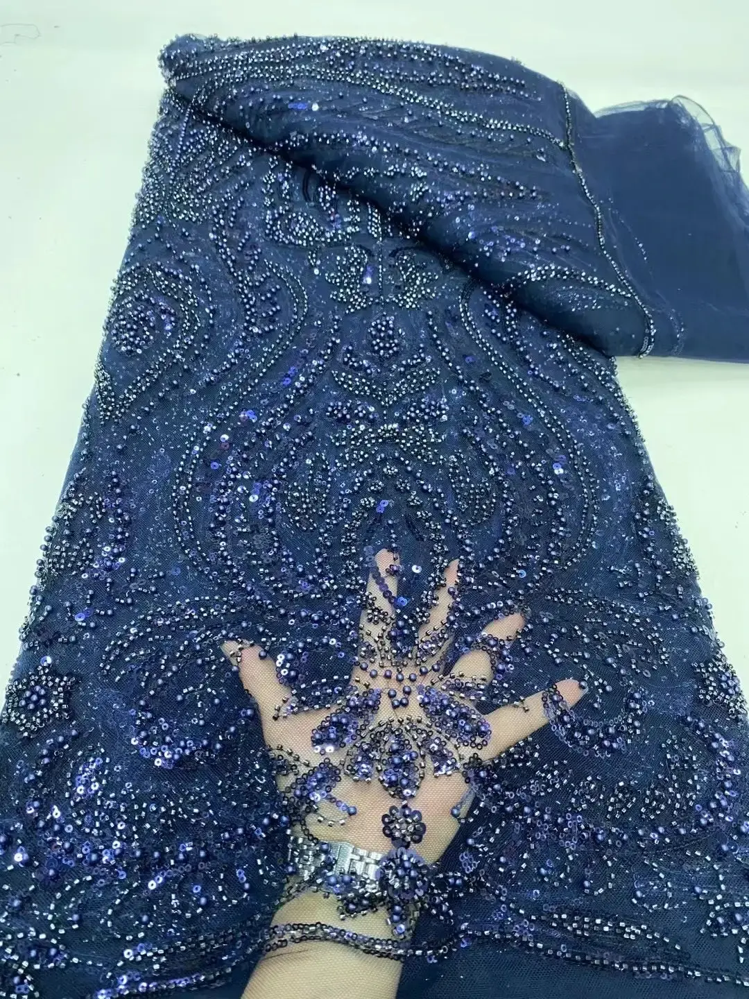 Gothic Mesh Spitze Stoff Mit Pailletten 5 Yards Naehen 038 Basteln Unisex