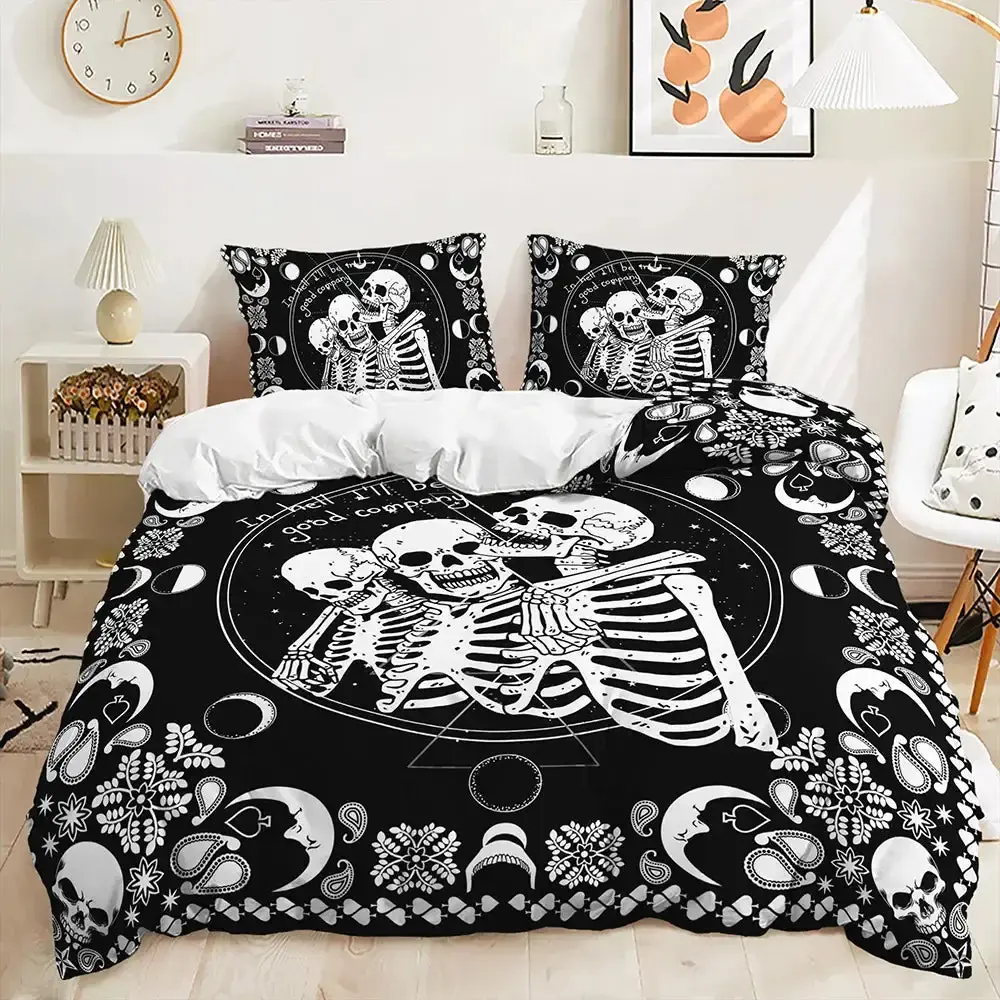Gothic Skull Bettwaesche Set Fuer Einzel Und Doppelbetten