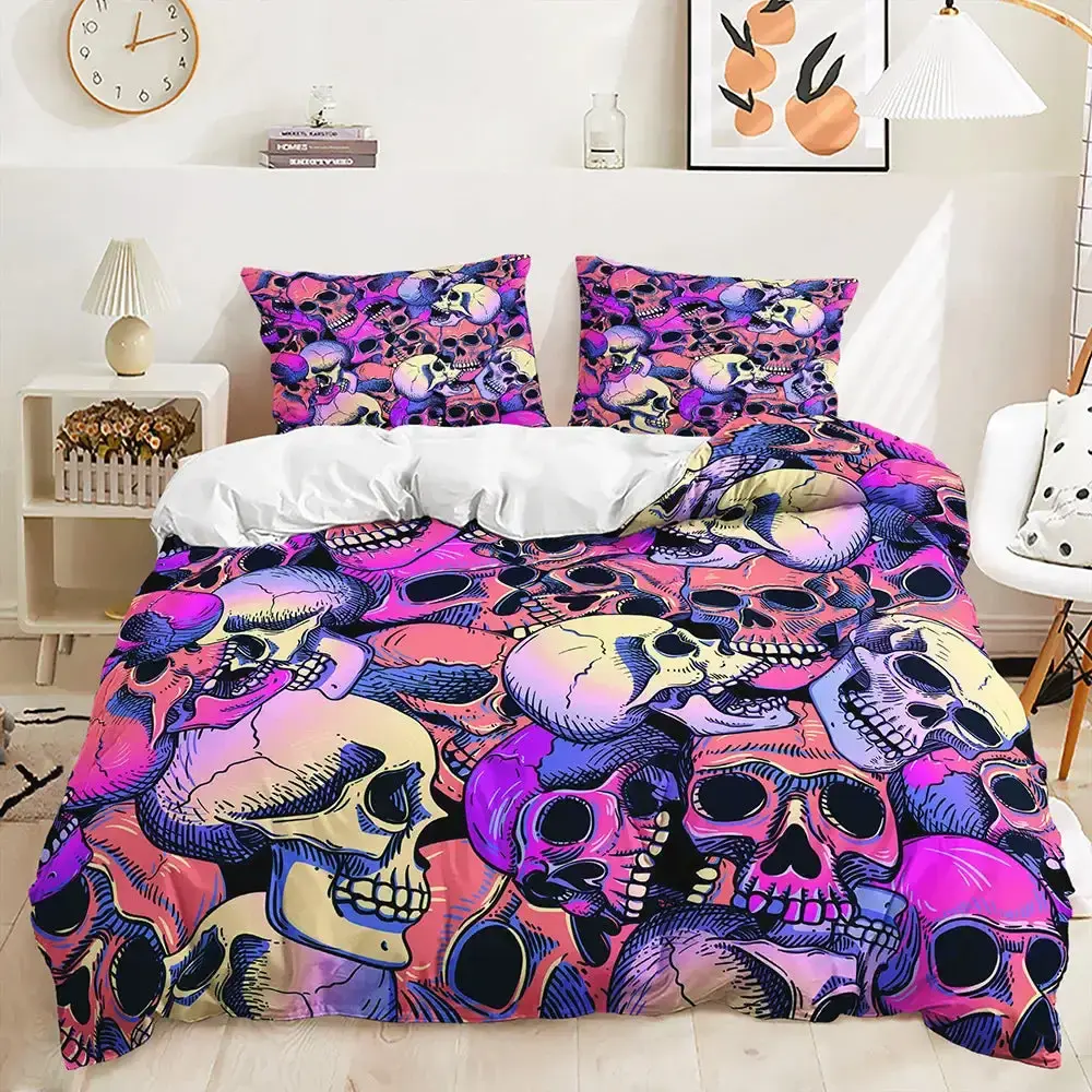 Gothic Skull Bettwaesche Set Fuer Einzel Und Doppelbetten