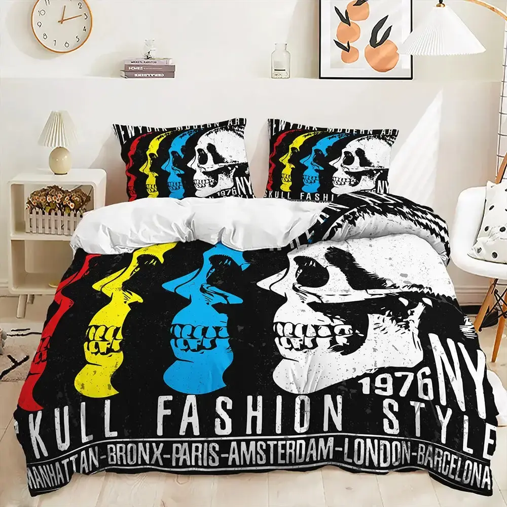 Gothic Skull Bettwaesche Set Fuer Einzel Und Doppelbetten