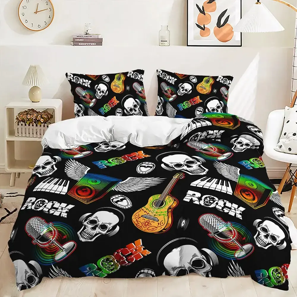 Gothic Skull Bettwaesche Set Fuer Einzel Und Doppelbetten