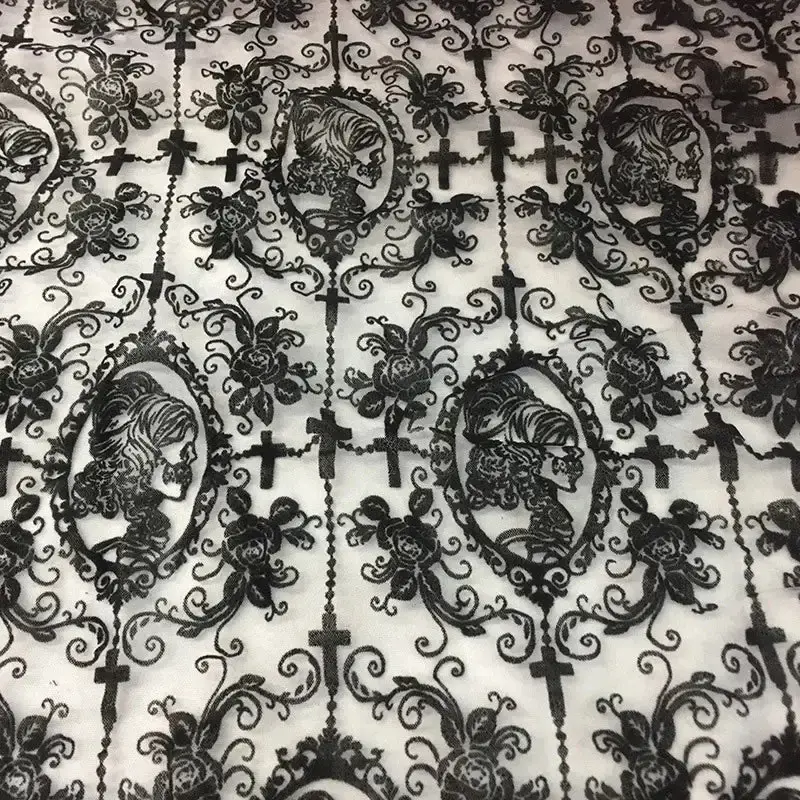 Gothic Spitzenstoff Schwarz Fuer Diy Haute Couture Projekte Unisex