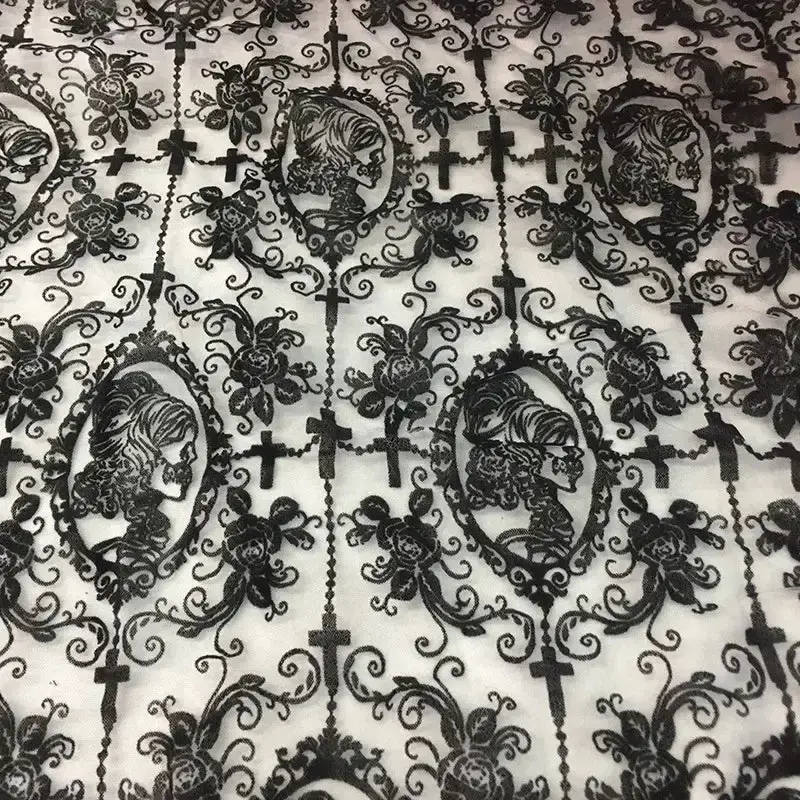 Gothic Spitzenstoff Schwarz Fuer Diy Haute Couture Projekte Unisex