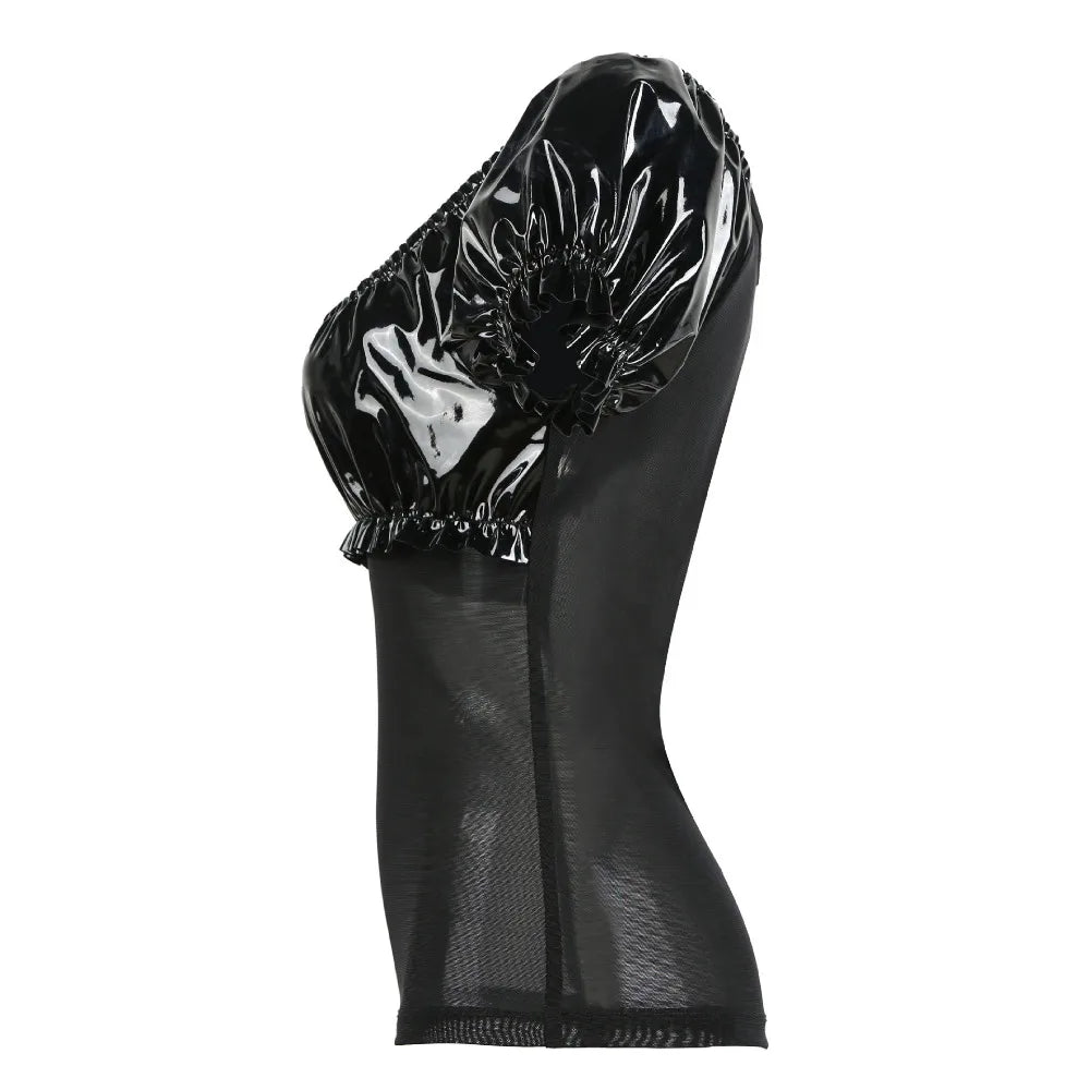 Gothic Punk Top aus Kunstleder mit Netz, S-XXL, Schwarz – Bild 3