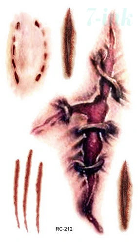 Wasserdichtes Gothic Tattoo – Narben & Wunden, Halloween – Bild 6