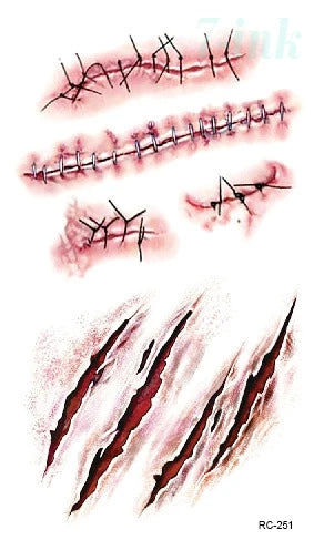 Wasserdichtes Gothic Tattoo – Narben & Wunden, Halloween – Bild 13