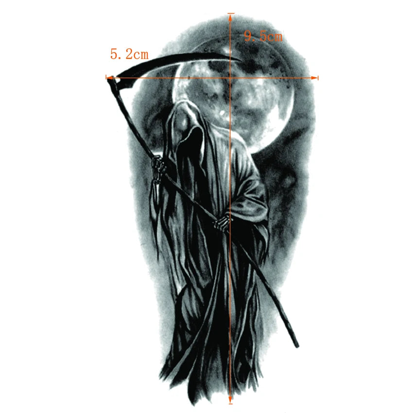 Wasserdichtes Gothic Tattoo Sticker Set – Soul Reaper Design – Bild 2