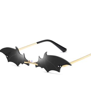 Gothic Sonnenbrille ohne Rahmen im Fledermaus-Design