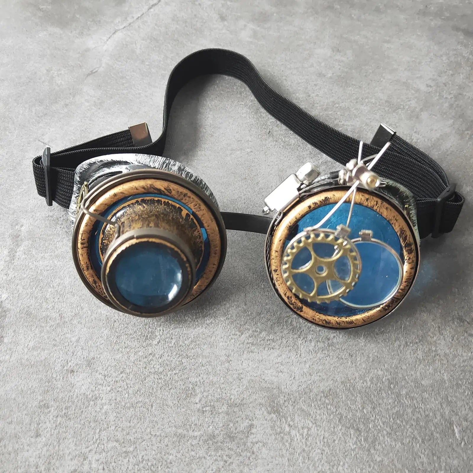 Gothic Steampunk Sonnenbrille Blau für Cosplay & Party – Bild 6