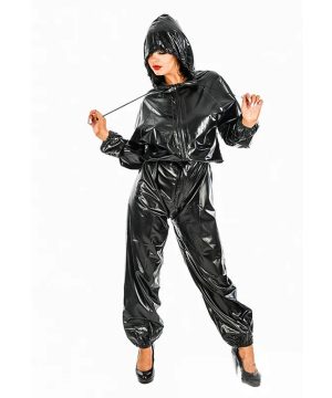 Gothic Damen Overall aus glänzendem PVC-Kunstleder
