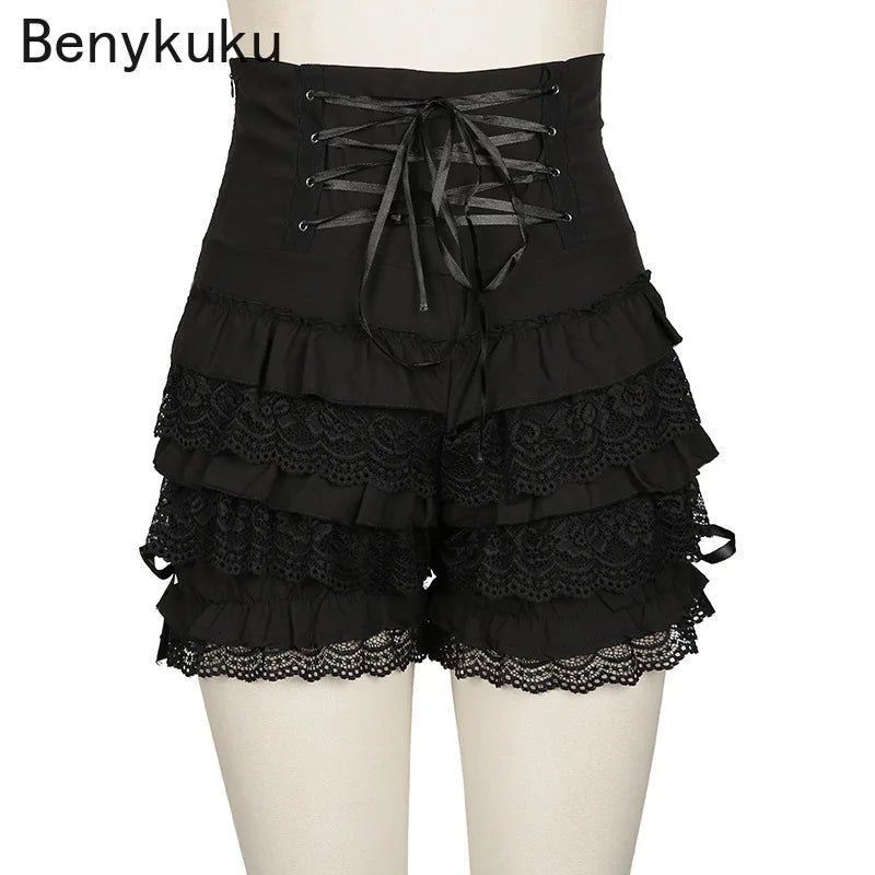 Gothic Steampunk Bloomers für Damen, Größe 3XL, Rot/Schwarz – Bild 4