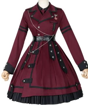 Gothic Lolita Kleid mit langen Ärmeln im Military-Stil