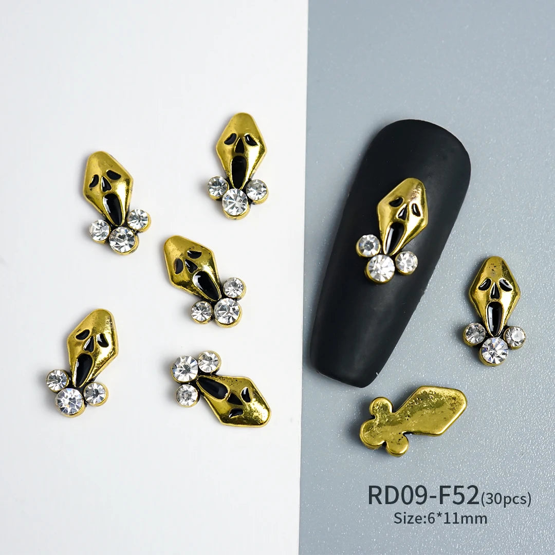 Gothic Halloween Nail Charms mit Totenkopf & Zirkonia 3D – Bild 23