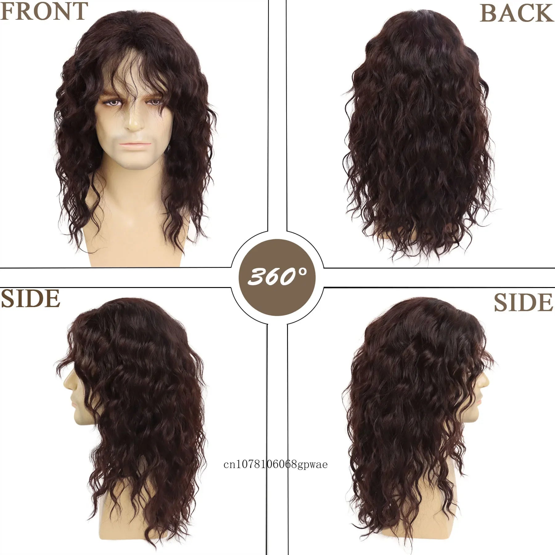 Gothic Herrenperücke Braun 80er Rocker Mullet Cosplay – Bild 2