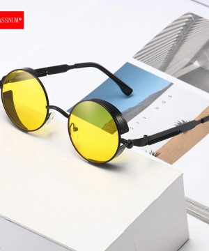 Gothic Steampunk Sonnenbrille Damen Retro Rund Luxus Stil