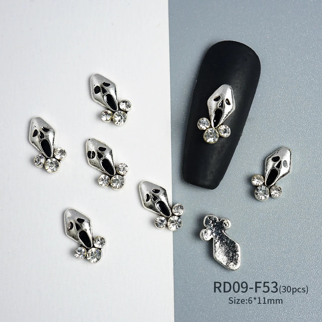 Gothic Halloween Nail Charms mit Totenkopf & Zirkonia 3D – Bild 31