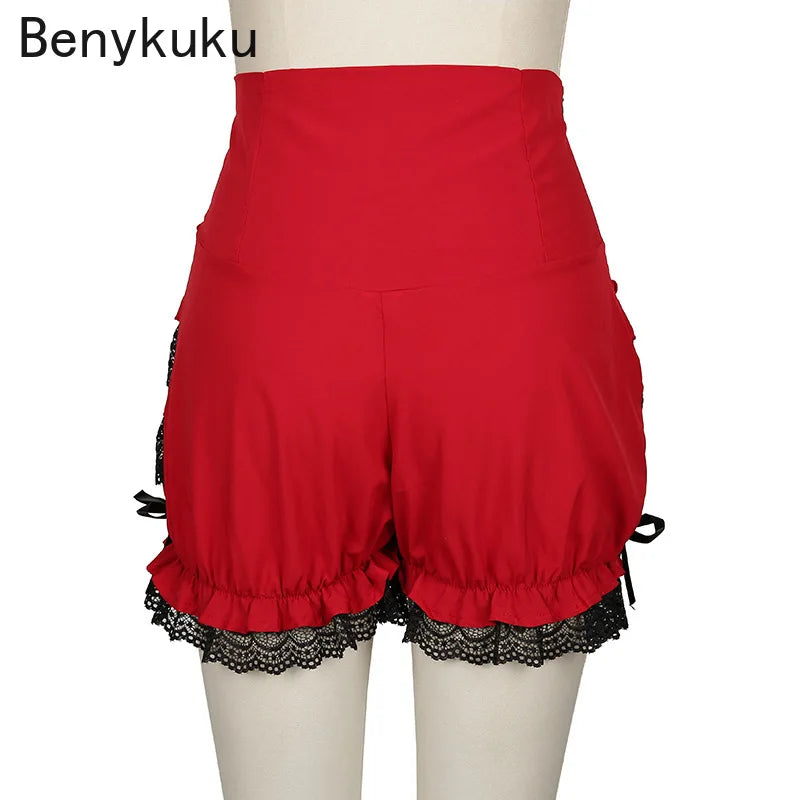 Gothic Steampunk Bloomers für Damen, Größe 3XL, Rot/Schwarz – Bild 2