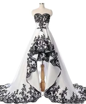 Gothic Hochzeitskleid mit Spitze und Schleife, A-Linie