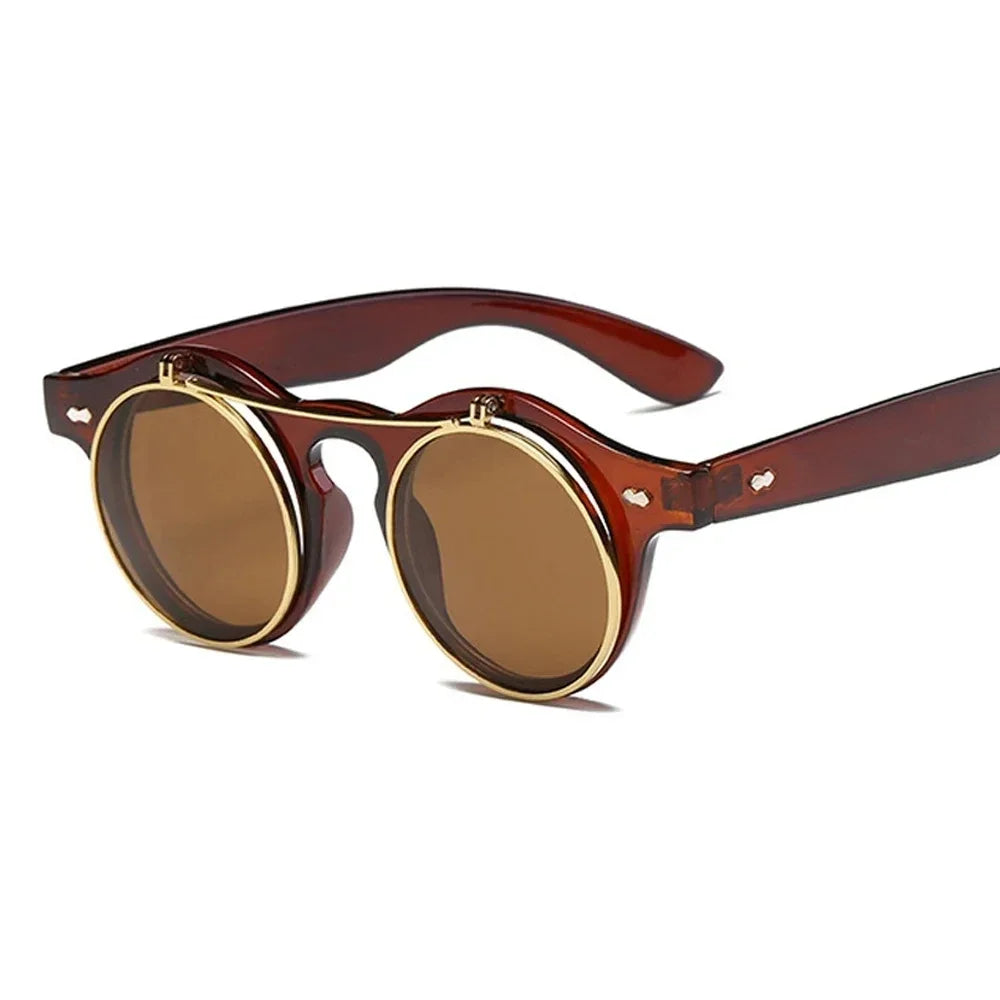 Gothic Steampunk Sonnenbrille Retro Rund Unisex Stil – Bild 11