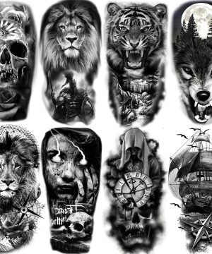 8 Bögen Gothic Totenkopf Tattoos Wasserdicht für Männer