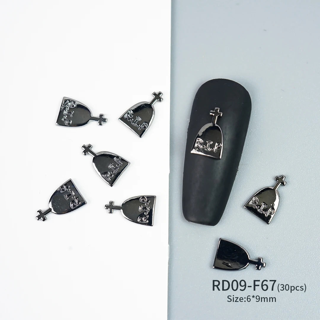 Gothic Halloween Nail Charms mit Totenkopf & Zirkonia 3D – Bild 62