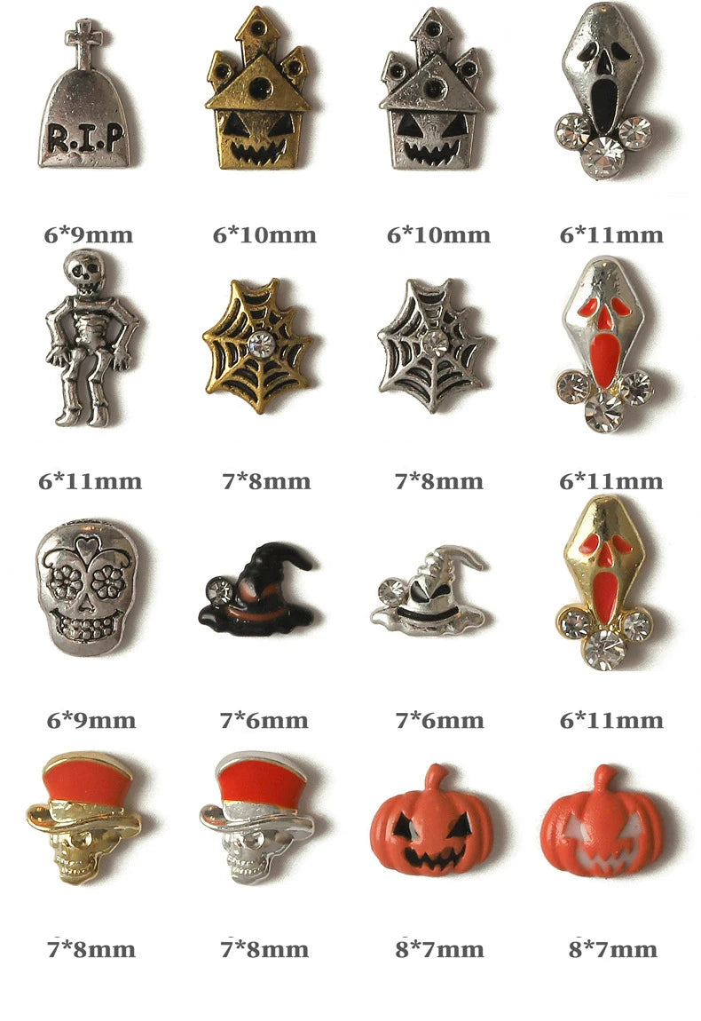 Gothic Halloween Nail Charms mit Totenkopf & Zirkonia 3D – Bild 5