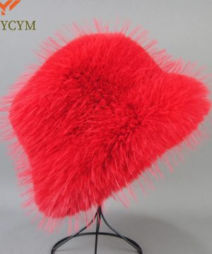 Gothic Damen Wintermütze mit Kunstfell in Fuchsoptik