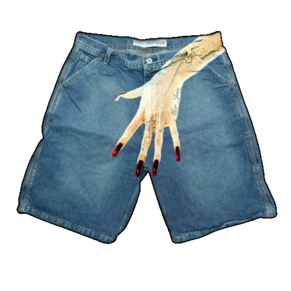 Gothic Y2K Baggy Denim Shorts im Vintage Streetwear Stil – Bild 4