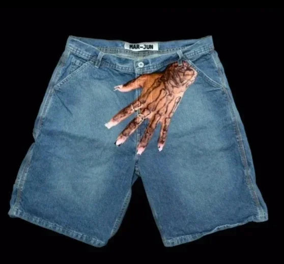 Gothic Y2K Baggy Denim Shorts im Vintage Streetwear Stil – Bild 6