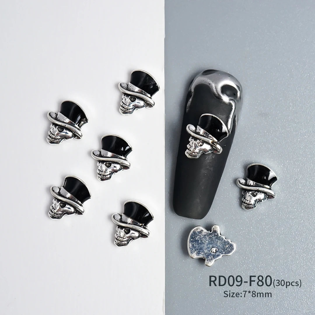 Gothic Halloween Nail Charms mit Totenkopf & Zirkonia 3D – Bild 60