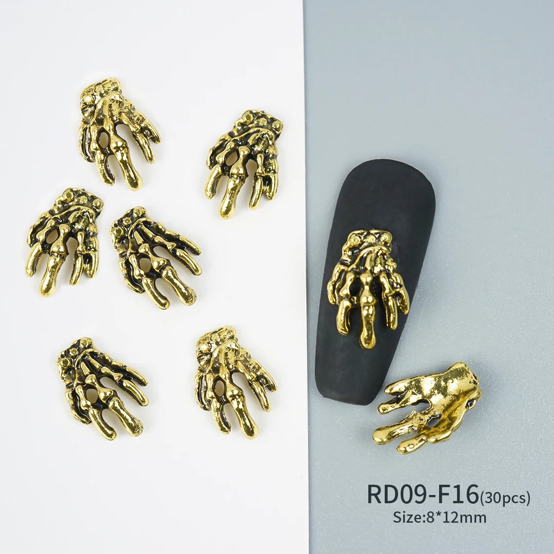 Gothic Halloween Nail Charms mit Totenkopf & Zirkonia 3D – Bild 44