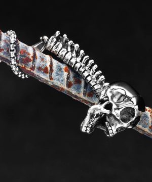 Gothic Edelstahl Halskette mit Totenkopf & Wirbelsäule