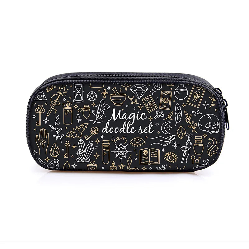 Gothic Federmäppchen mit Hexe, Mond & Katze Design – Bild 16