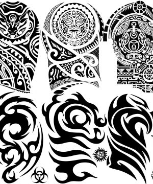6 große Gothic Tribal Maori Fake Tattoos für Männerarm