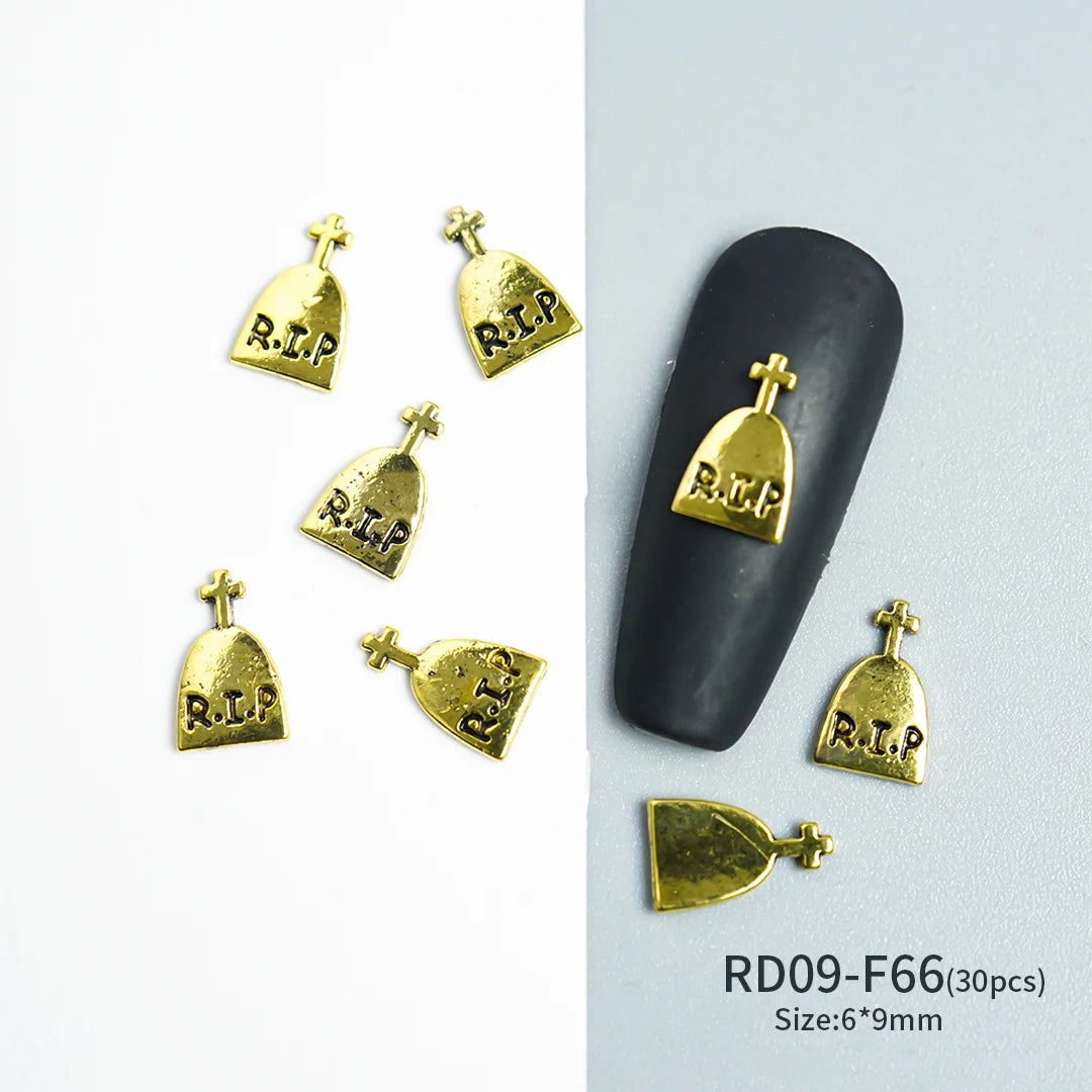 Gothic Halloween Nail Charms mit Totenkopf & Zirkonia 3D – Bild 18