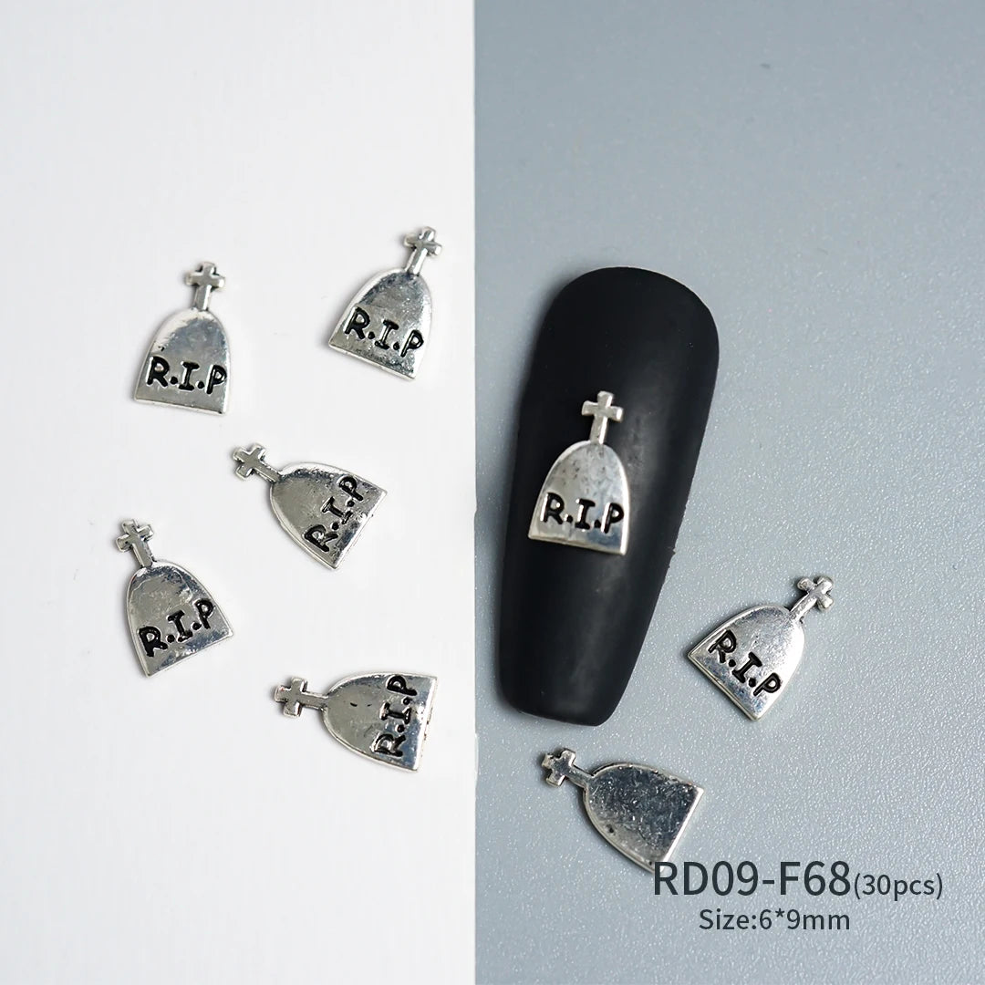 Gothic Halloween Nail Charms mit Totenkopf & Zirkonia 3D – Bild 57