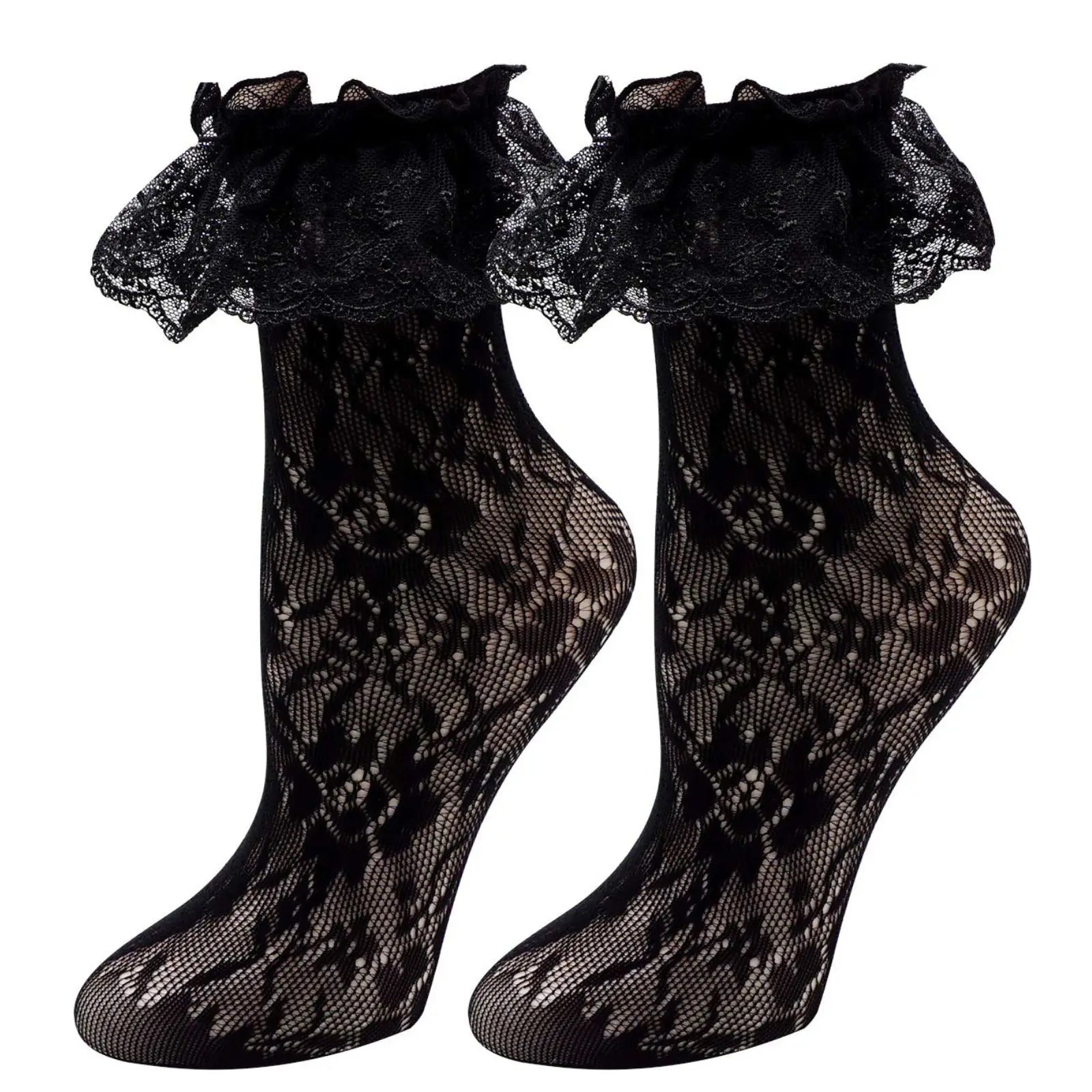 Gothic Mesh Ruffle Ankle Socks für Damen – Lolita Stil – Bild 6