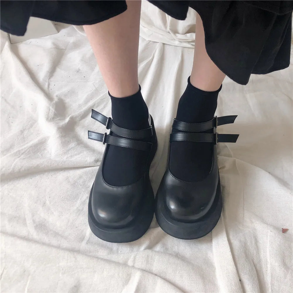 Gothic Lolita Kniestrümpfe Damen Weiß Schwarz Atmungsaktiv – Bild 4