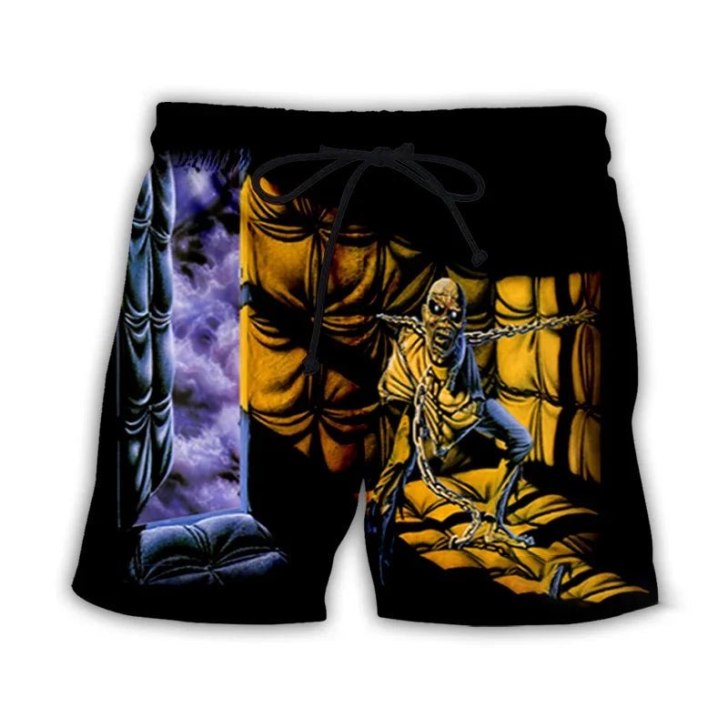 Gothic Vintage Skull Shorts – Sommer Streetwear Herren