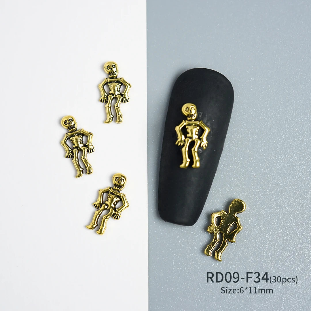 Gothic Halloween Nail Charms mit Totenkopf & Zirkonia 3D – Bild 38