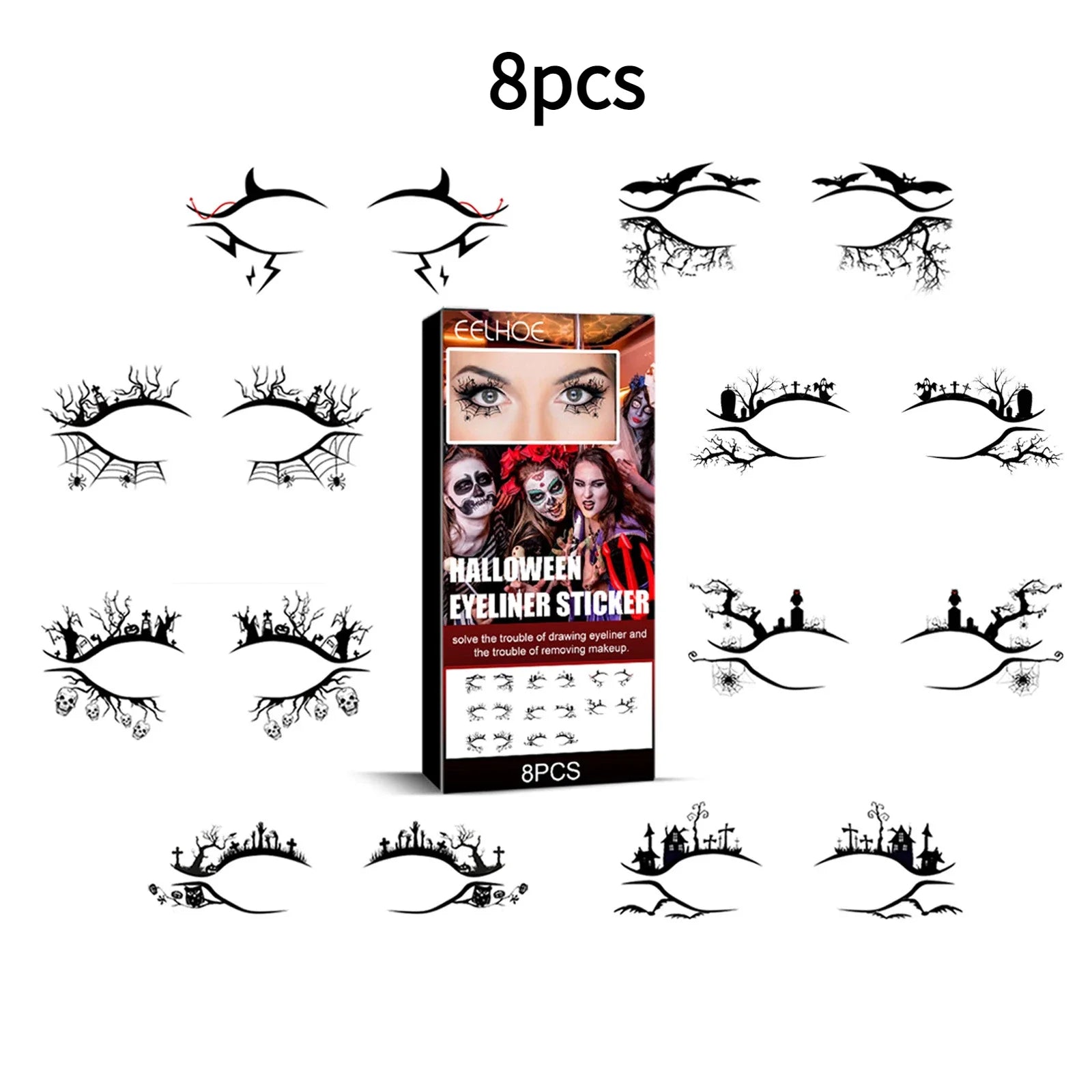 Gothic Augen Make-up Sticker Set – Halloween Tattoo Deko – Bild 7