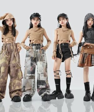 Gothic Kinder Hip Hop Jazz Outfit mit Rock und Shirt Set