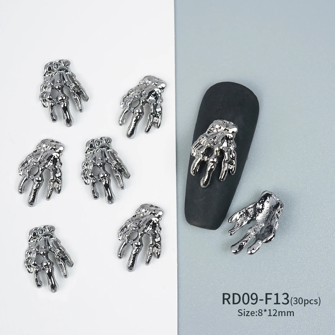 Gothic Halloween Nail Charms mit Totenkopf & Zirkonia 3D – Bild 33