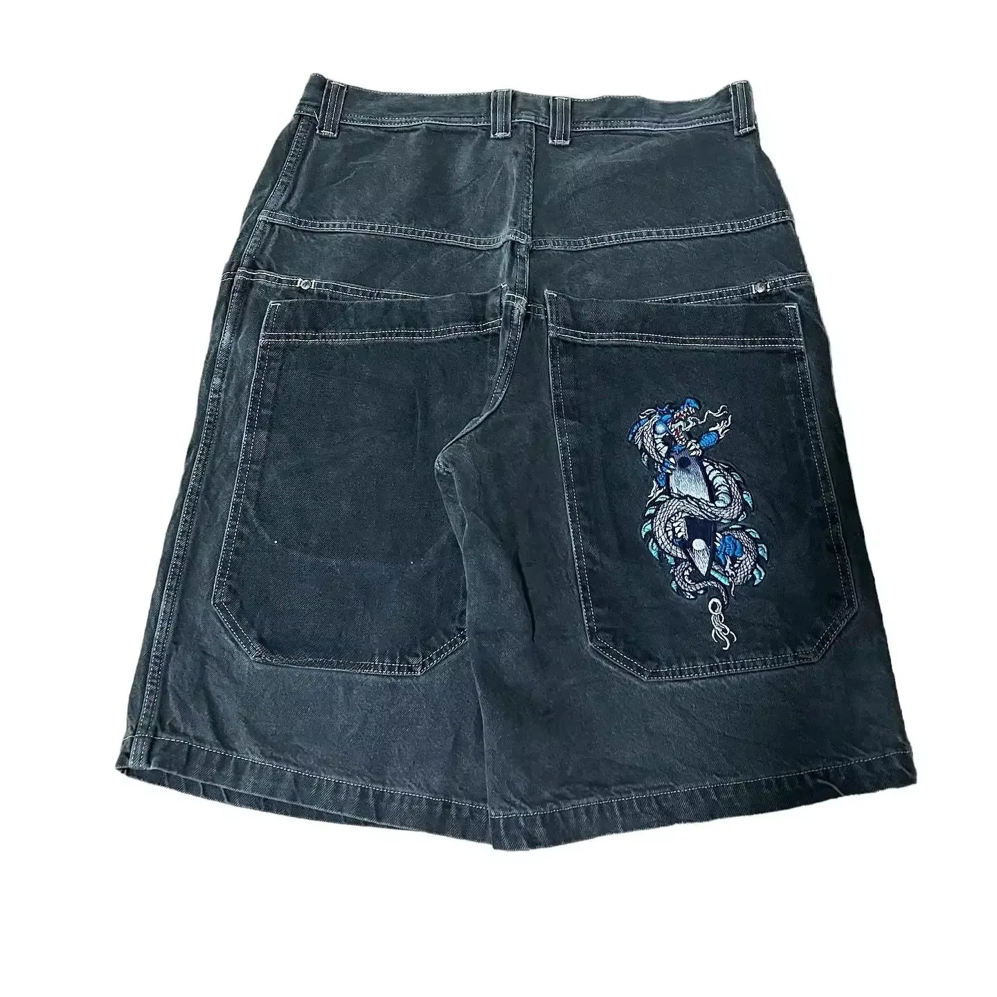 Gothic Baggy Denim Shorts im Y2K Streetwear Stil – Bild 8
